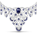 40.93 Carat Genuine Glass Filled Sapphire and White Diamond .925 Sterling Silver Necklace-1