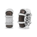 18K White Gold Flash Plated .925 Sterling Silver Clear Graphite Grey Enamel 5/8 Cttw Round Diamonds Huggie Hoop Earrings (F-G Color, VS1-VS2 Clarity)-6