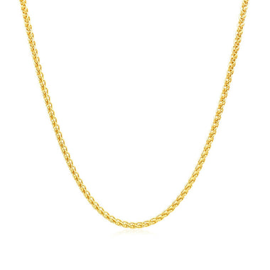 14k Yellow Gold Round Wheat Chain 1.5mm - 0