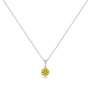 .925 Sterling Silver 1/2 Cttw Prong Set Treated Green Diamond Floral Cluster 18" Pendant Necklace (Green Color, I1-I2 Clarity)-6