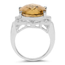 10.42 Carat Genuine Citrine and White Topaz .925 Sterling Silver Ring-2