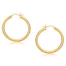 14k Yellow Gold Hoop Earring with Diamond-Cut Finish (30 mm Diameter)-1