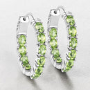 3.40 Carat Genuine Peridot .925 Sterling Silver Earrings-4