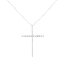.925 Sterling Silver 3.0 Cttw Round Shape Diamond 1-1/2" Cross Pendant with Box Chain Necklace (I-J Color, I2-I3 Clarity) - 18"-3
