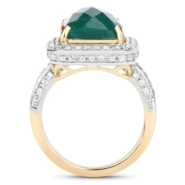 5.18 Carat Dyed Emerald and White Topaz .925 Sterling Silver Ring - 0