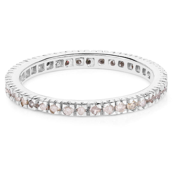 0.57 Carat Genuine Champagne Diamond .925 Sterling Silver Ring