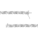 .925 Sterling Silver 1.0 Cttw Round-Brilliant and Baguette Cut Diamond Miracle-Set X-Link 7" Tennis Bracelet (I-J Color, I2-I3 Clarity)-3