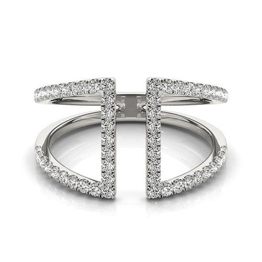 14k White Gold Open Style Dual Band Ring with Diamonds (1/2 cttw) - 0