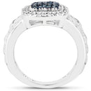 0.28 Carat Genuine Blue Diamond and White Diamond .925 Sterling Silver Ring-2
