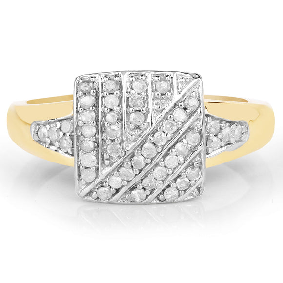 14K Yellow Gold Plated 0.23 Carat Genuine White Diamond .925 Sterling Silver Ring