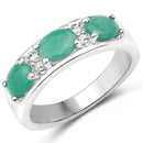1.38 Carat Genuine Emerald and White Topaz .925 Sterling Silver Ring-1