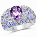 4.21 Carat Genuine Amethyst and Tanzanite .925 Sterling Silver Ring-1