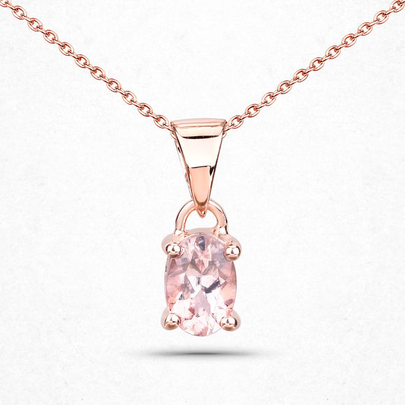 18K Rose Gold Plated 0.70 Carat Genuine Morganite .925 Sterling Silver Pendant