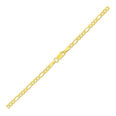 2.8mm 14k Yellow Gold Figaro Anklet - 0