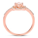 0.54 Carat Genuine Morganite and White Diamond 14K Rose Gold Ring-2