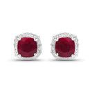 6.12 Carat Dyed Ruby, Ruby and White Topaz .925 Sterling Silver Earrings-1