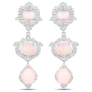 6.97 Carat Genuine Pink Opal and White Topaz .925 Sterling Silver Earrings-1