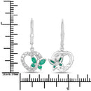 0.44 Carat Genuine Emerald and Created White Sapphire .925 Sterling Silver Earrings-3