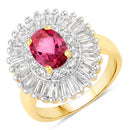 3.75 Carat Genuine Pink Topaz and White Topaz .925 Sterling Silver Ring-1