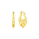 14K Yellow Gold Claddagh Symbol Hoop Earrings-1