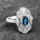 1.32 Carat Genuine London Blue Topaz and White Topaz .925 Sterling Silver Ring-4
