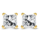 AGS Certified 14k Yellow Gold 1/4 Cttw 4-Prong Set Princess-Cut Solitaire Diamond Push Back Stud Earrings (H-I Color, SI1-SI2 Clarity)-1