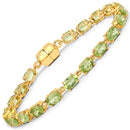 18K Yellow Gold Plated 9.03 Carat Genuine Peridot .925 Sterling Silver Bracelet-1