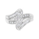 10K White Gold 1/2 cttw Diamond Cluster Ring (H-I Clarity, I2-I3 Color) - Size 6-1