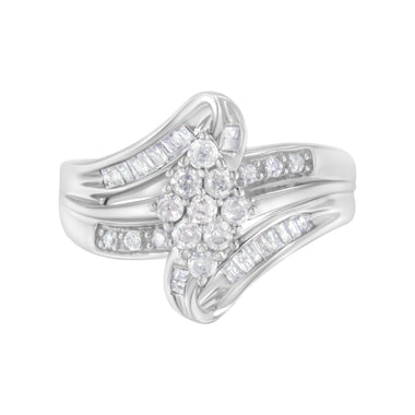10K White Gold 1/2 cttw Diamond Cluster Ring (H-I Clarity, I2-I3 Color) - Size 6