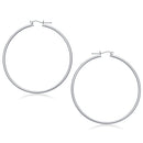 14k White Gold Polished Hoop Earrings (60 mm)-1