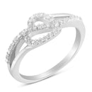 .925 Sterling Silver 1/8 Cttw Diamond Open Heart Leaf Curvy Bypass Accent Fashion or Promise Ring (I-J Color, I2-I3 Clarity) - Size 6-4
