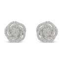 10k White Gold Rose-Cut Diamond Floral Cluster Earrings (1 cttw, I-J Color, I2-I3 Clarity)-1