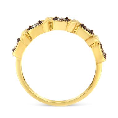 10K Yellow Gold Flashed .925 Sterling Silver Miracle-Set Diamond 5-Stone Ring Band (1/4 Cttw, J-K Color, I2-I3 Clarity) - Size 7 - 0