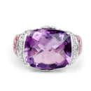 8.86 Carat Genuine Amethyst & White Topaz .925 Sterling Silver Ring-3