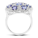 2.00 Carat Genuine Tanzanite and White Zircon .925 Sterling Silver Ring-2