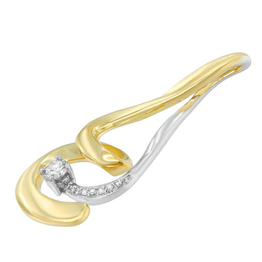 Espira 10K Two-Tone Gold 1/10 cttw Round Cut Diamond Swirl Pendant Necklace (I-J, I2-I3) - 0