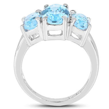 7.77 Carat Genuine Blue Topaz .925 Sterling Silver Ring - 0