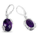 10.18 Carat Genuine Amethyst and White Topaz .925 Sterling Silver Earrings-2