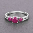 1.02 Carat Genuine Ruby and White Diamond 14K White Gold Ring-4