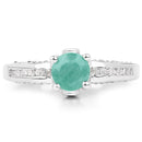 1.22 Carat Genuine Emerald and White Topaz .925 Sterling Silver Ring-3