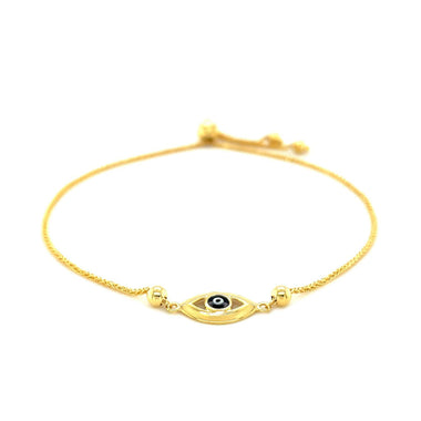14k Yellow Gold Adjustable Evil Eye Bracelet - 0