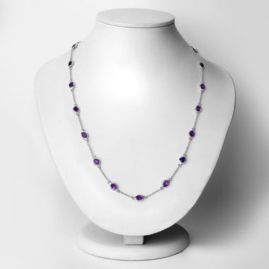6.12 Carat Genuine Amethyst .925 Sterling Silver Necklace - 0