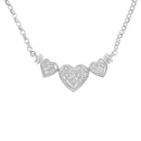 14K White Gold 1.0 Cttw Princess Cut Diamond Three Heart 18" Statement Pendant Necklace (H-I Color, SI2-I1 Clarity)-4