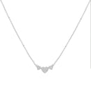 14K White Gold 1.0 Cttw Princess Cut Diamond Three Heart 18" Statement Pendant Necklace (H-I Color, SI2-I1 Clarity)-5