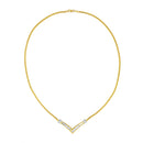 10K Yellow and White Gold 1/2 Cttw Princess Cut Diamond Channel-Set â€œVâ€ Shape 18" Franco Chain Necklace (H-I Color, SI2-I1 Clarity)-6