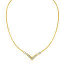 10K Yellow and White Gold 1/2 Cttw Princess Cut Diamond Channel-Set â€œVâ€ Shape 18" Franco Chain Necklace (H-I Color, SI2-I1 Clarity)-7