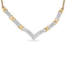 10K Yellow and White Gold 1.0 Cttw Round and Princess cut Diamond "V" Shape Statement Necklace (I-J Color, I1-I2 Clarity)-5