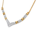10K Yellow and White Gold 1.0 Cttw Round and Princess cut Diamond "V" Shape Statement Necklace (I-J Color, I1-I2 Clarity)-4