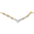 10K Yellow and White Gold 1.0 Cttw Round and Princess cut Diamond "V" Shape Statement Necklace (I-J Color, I1-I2 Clarity)-6