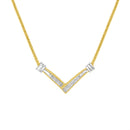14K Yellow and White Gold 1/4 Cttw Princess Cut Diamond Channel-Set â€œVâ€ Shape 18" Pendant Necklace (H-I Color, SI2-I1 Clarity)-5